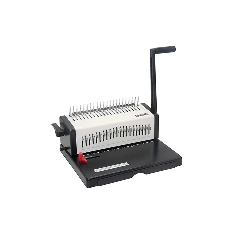 Binding Machine Comb - 金属製ボディの頑丈な手動式デザイン、コームワイヤー・スパイラル製本機、オールピン式、500枚対応、容量調整可能