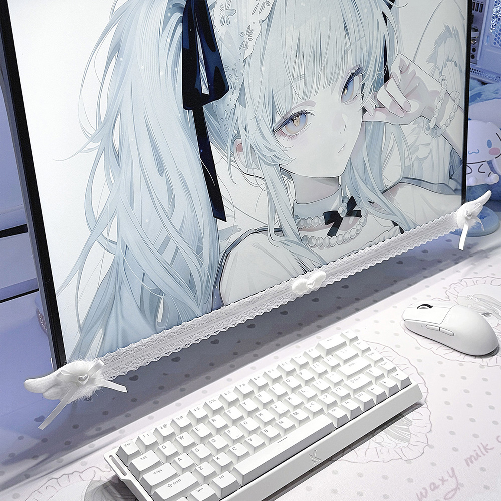 新しいスクリーンデコレーション、白いレースのモニタートリム、 - Office Technologies のレビューと価格