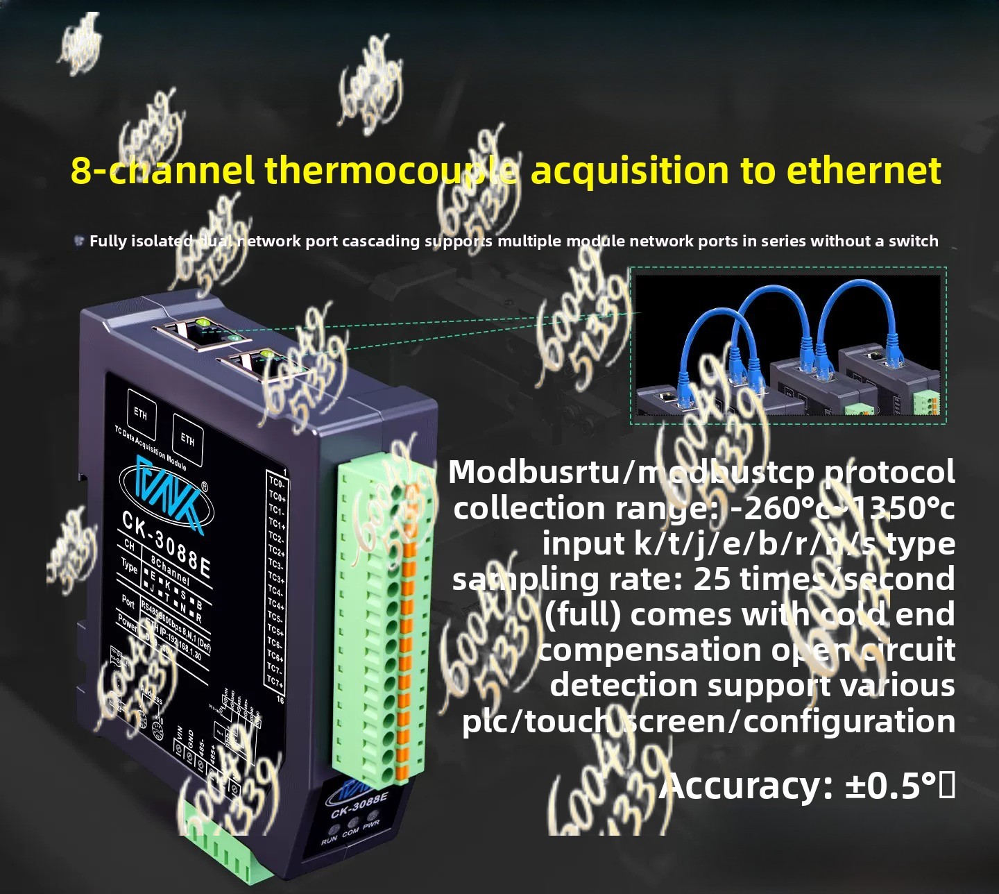 8CH完全絶縁K型熱電対熱抵抗温度モジュールイーサネットMo - Power Over Ethernet のレビューと価格